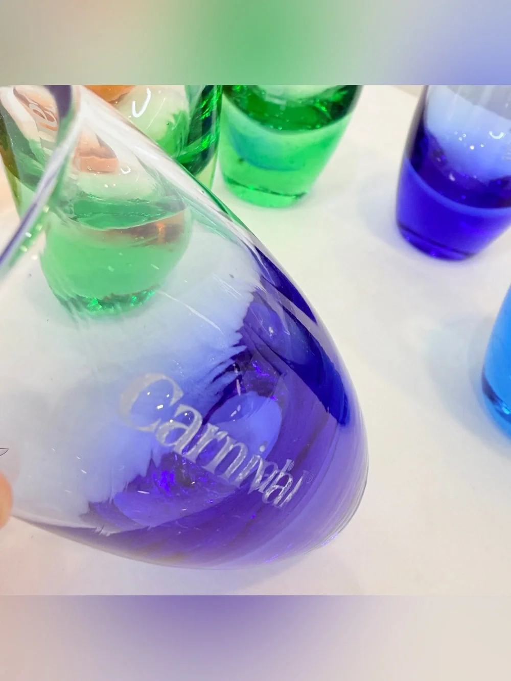 7 Carnival Cruise Line Rainbow 2 oz. Shot Glasses Heavy Base
